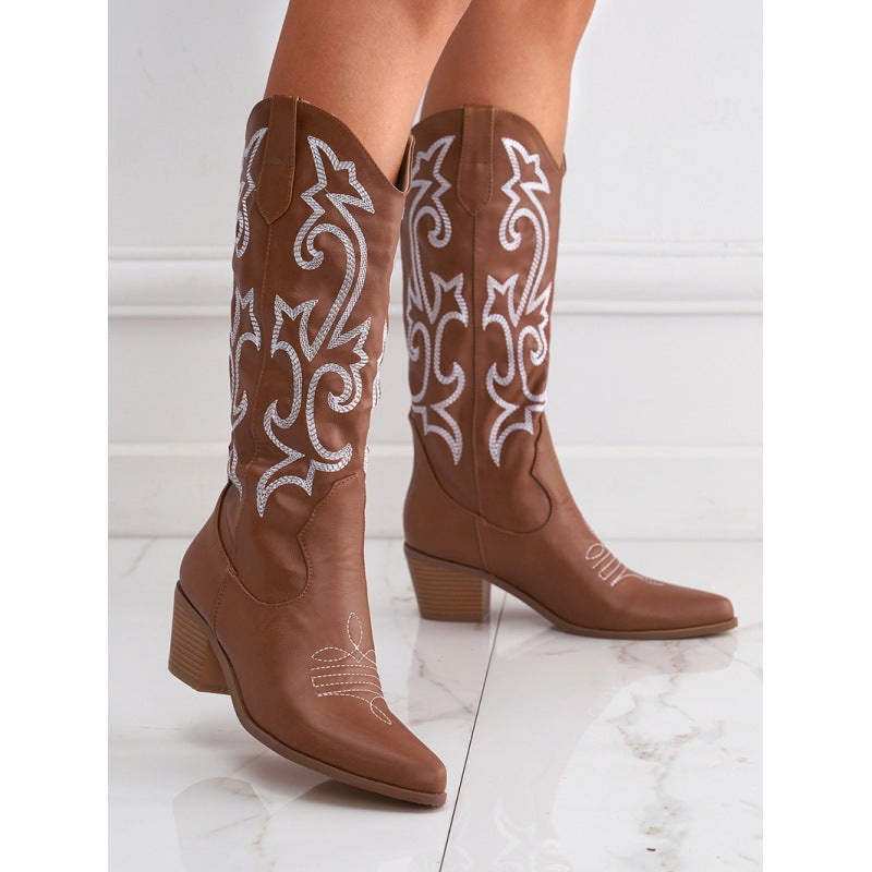 Embroidered Western Cowboy Knight Boots - Premiwear.com