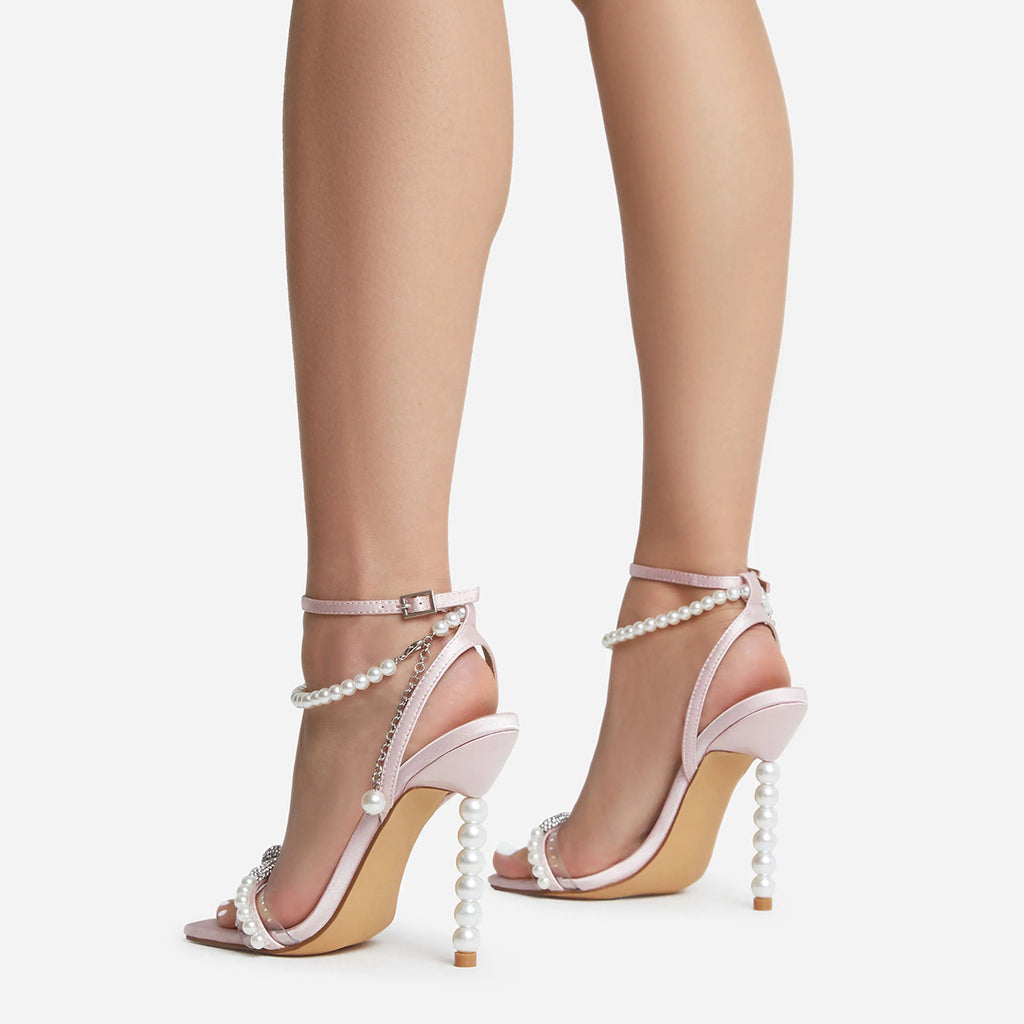 Diamond Pearl Bow Stiletto Heels with Pearl Heel - Premiwear.com