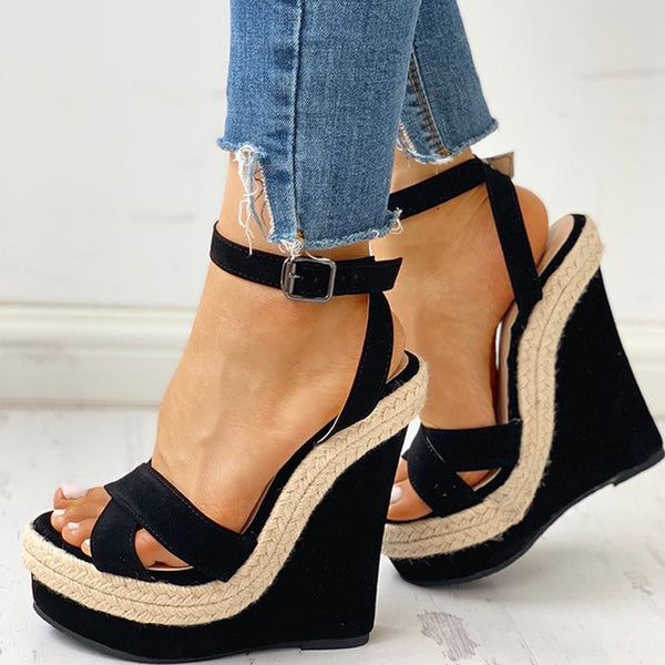 Ankle Buckled Leisure Wedges Platform Sandals - Premiwear