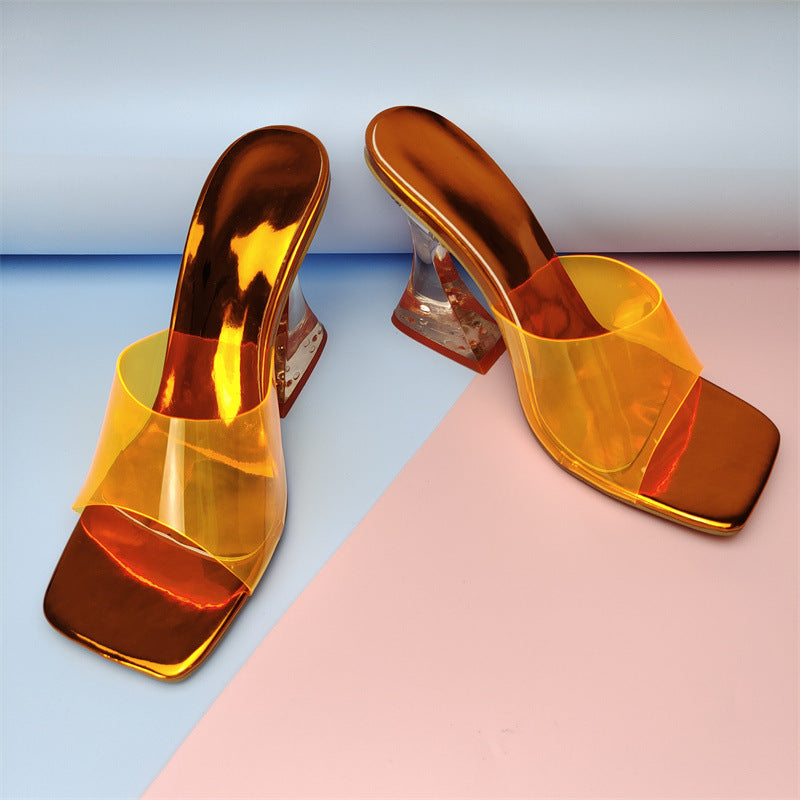 Transparent Heel Colorful PVC High Heel Mules – Premiwear.com