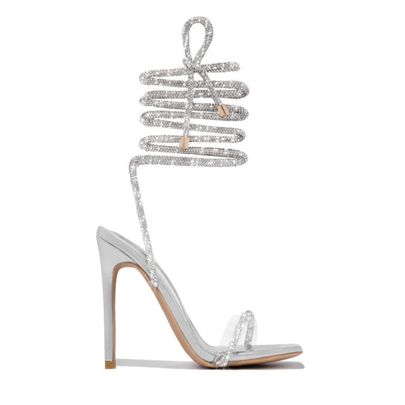 Lace-up Ankle Strap Bling Bling High Heel Sandals – Premiwear.com