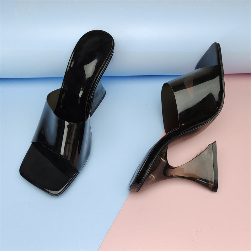 Transparent Heel Colorful PVC High Heel Mules – Premiwear.com