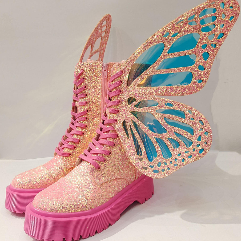 Rink Metamorphic Glitter Butterfly Boots with Wings - Premiwear.com